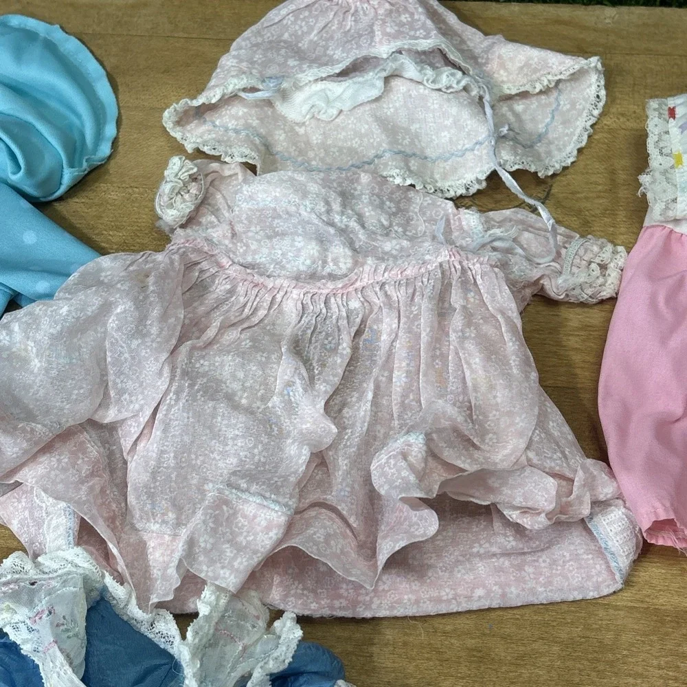 Vintage Doll Clothes Lot 11 Pc Dresses Bonnets Gowns Outfits Barbie Size Mixed